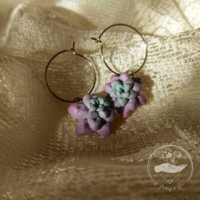 Pink Succulent Earrings