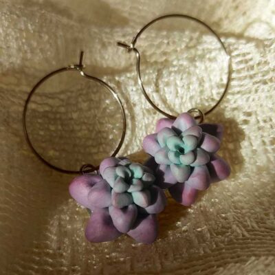 Pink Succulent Earrings