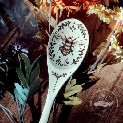 Wood Burned Spoon Bee